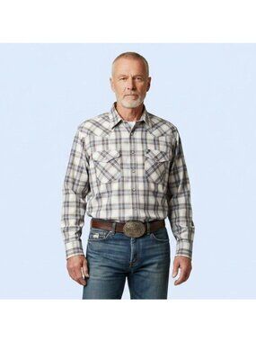 Cinch long sleeve western wear cowboy pearl snap shirt sz M